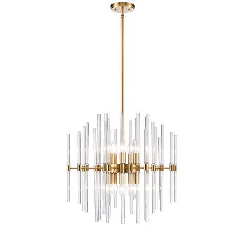 Modern glass and brass chandelier ceiling pendant small