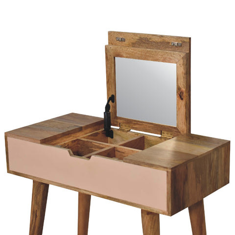 Blush Mini Dressing Table with Fold Down Mirror