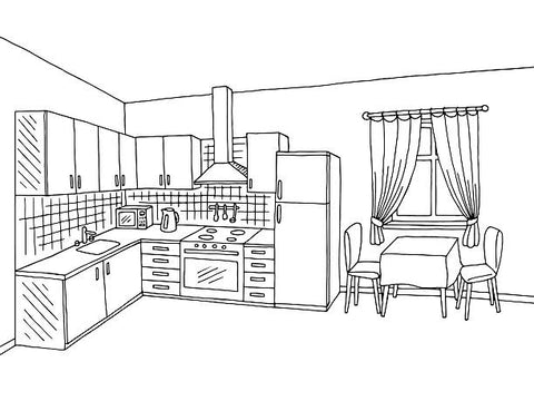 Pencil Kitchen Drawing Black and White
