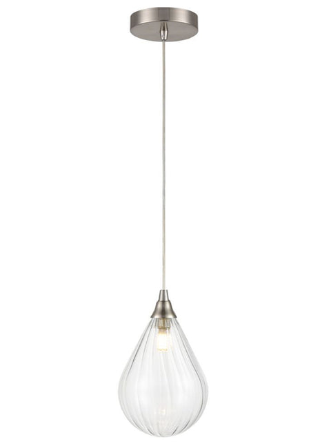 Perie Single Pendant In Satin Nickel With Small Clear Glass Shade
