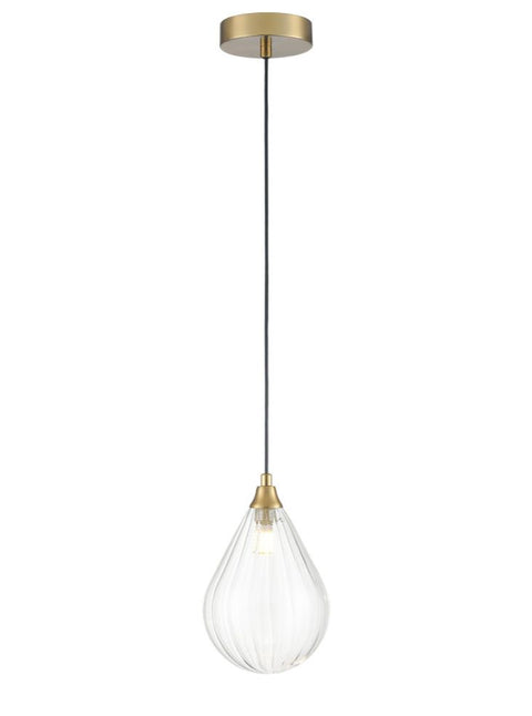 Perie Single Pendant In Aged Brass With Small Clear Glass Shade