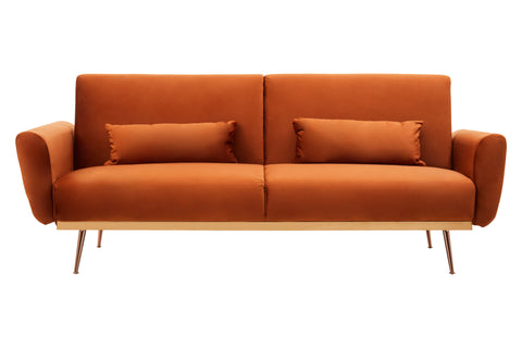 Grove Burnt Orange Velvet Sofa Bed