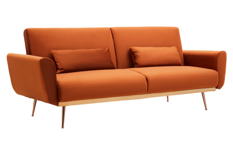 Grove Burnt Orange Velvet Sofa Bed