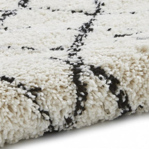 Bohemian black and white rug close up