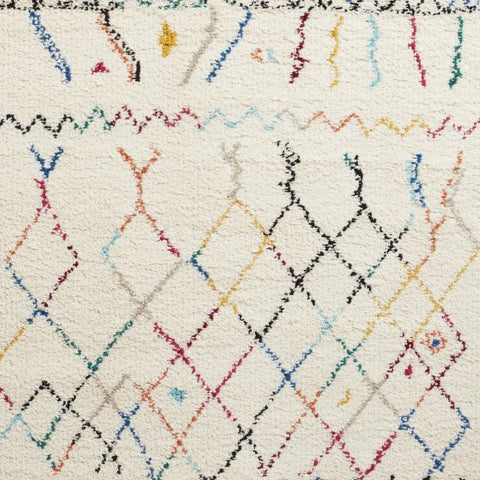 Bohemian multi coloured rug close up