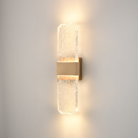 Modern style glacia wall light with a brushed gold bracket light