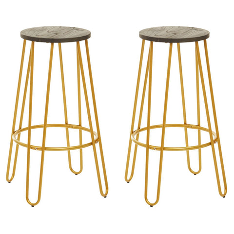 Chicago 3Pc Gold Finish Bar Table Stool Set