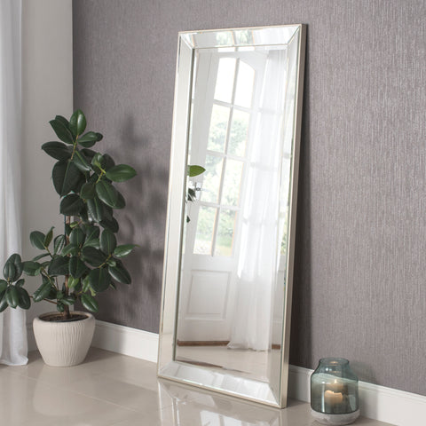 Silver Edged Bevelled Leaner Mirror