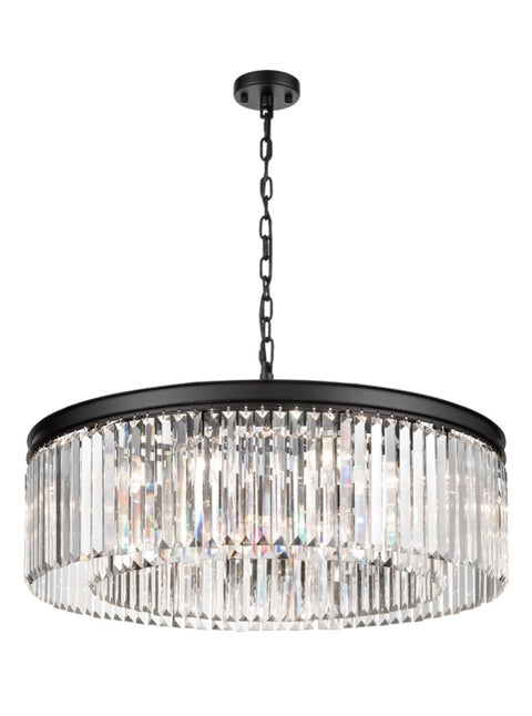 Crystal Chandelier Matt Black 10 Bulb Ceiling Light