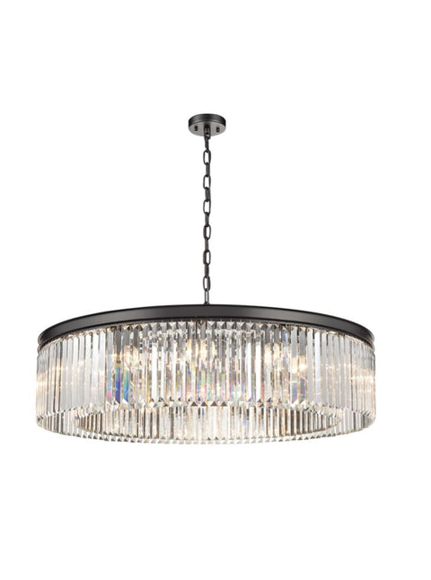 Crystal Chandelier Matt Black 12 Bulb Ceiling Light