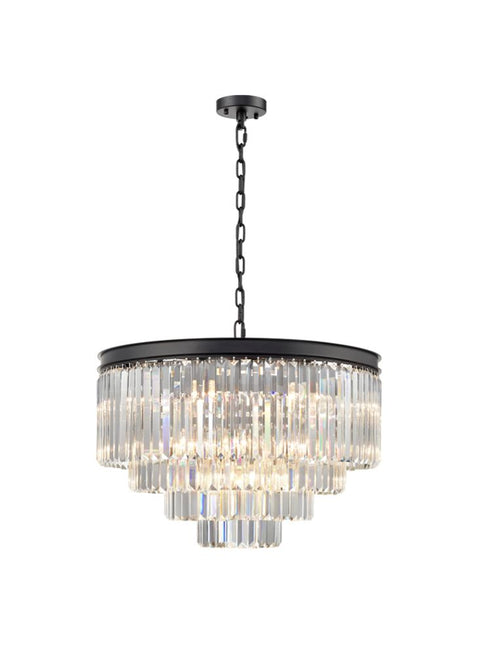 Crystal Chandelier Matt Black 20 Bulb Ceiling Light