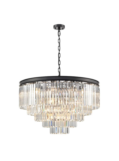 Crystal Chandelier Matt Black 27 Bulb Ceiling Light