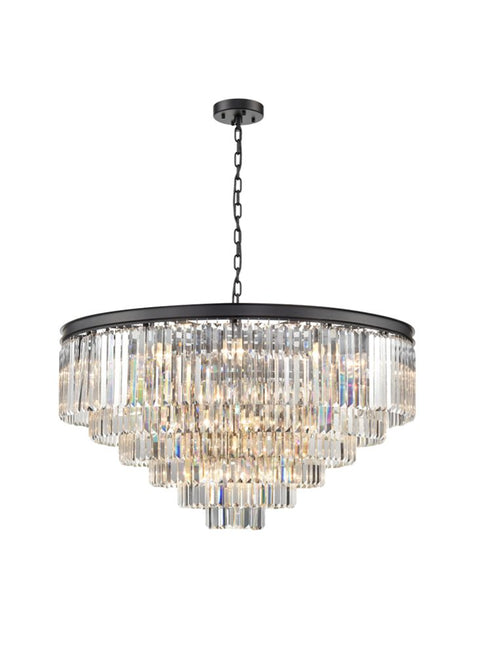 Crystal Chandelier Matt Black 30 Bulb Ceiling Light