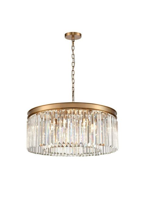Crystal Chandelier Brushed Gold 8 Bulb Ceiling Light