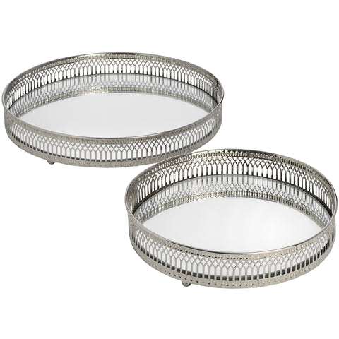 Elegant Nickel Plated Circular Tea trays