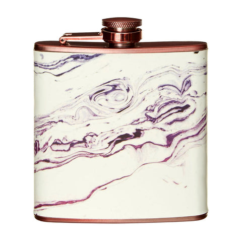 Marble Effect Rose Gold Hip Flask