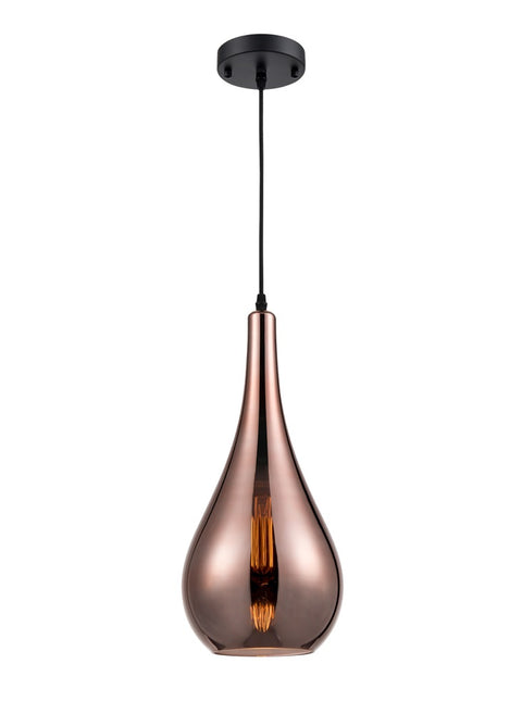 Teardrop Copper Finish Glass Pendant