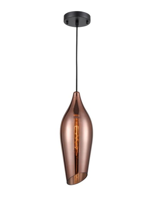 Small Tulip Copper Finish Glass Pendant