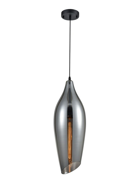 Modern Ceiling Large Suspended Light matt black and smoked glass