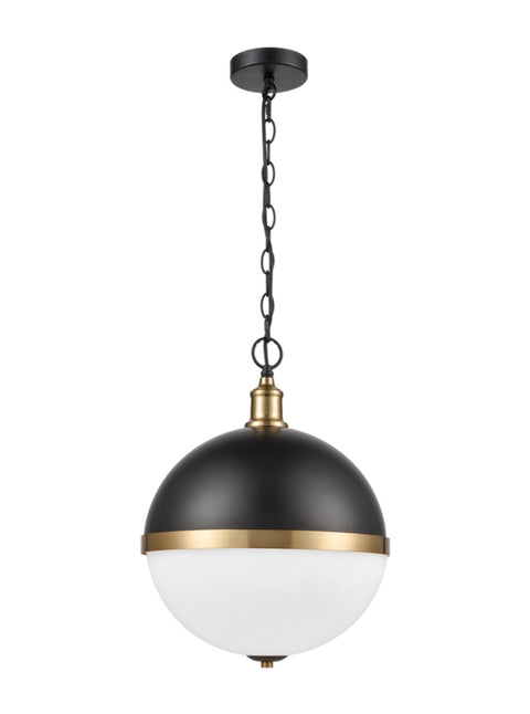 Matt Black, Gold and Opal Frosted Glass Single Ceiling Pendant Light Modern Industrial