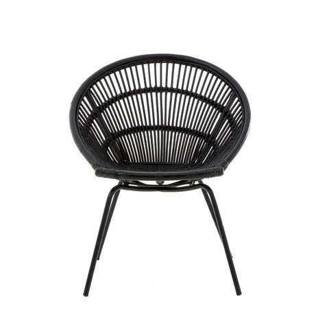 Moderar Black Rattan Chair With Iron Legs