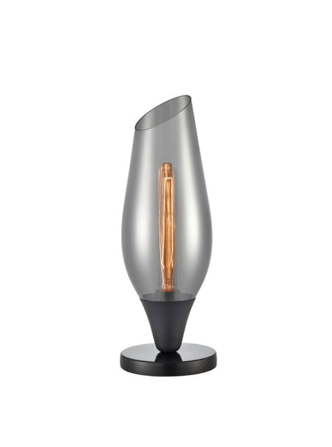 Modern Table lamp matt black and smoked glass