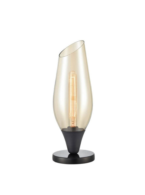 Modern Table lamp matt black and amber glass