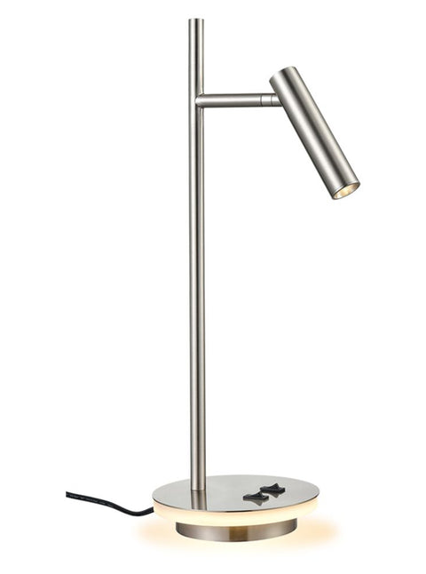 Satin Nickel LED Desk Lamp With Illuminated Base