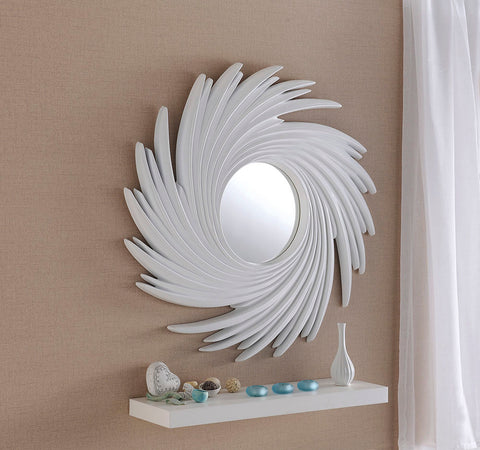 White Swirl Frame Mirror