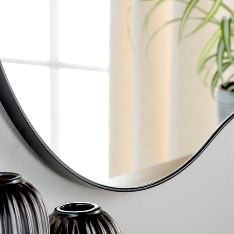 Black Asymmetrical Oval Mirror