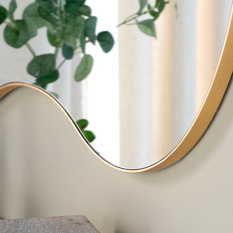 Gold Asymmetrical Oval Mirror